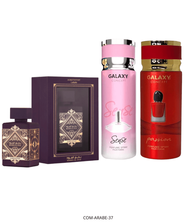 House Of Beauty COMBOS Combo Árabe 3 Piezas Mujer (Badee Al Oud Amethyste 100ml + 2 Galaxy Perfume Spray) COM-ARABE-37