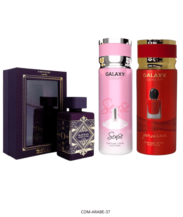 House Of Beauty COMBOS Combo Árabe 3 Piezas Mujer (Badee Al Oud Amethyste 100ml + 2 Galaxy Perfume Spray) COM-ARABE-37