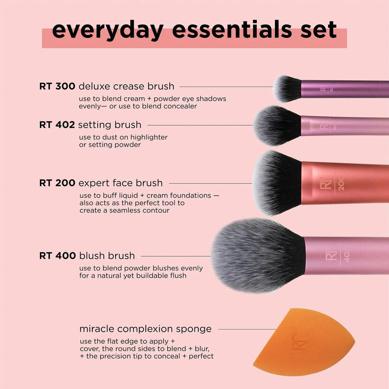 Real Techniques Brochas Real Techniques Everyday Essentials Makeup Brush Set 1786