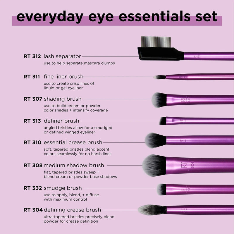 Real Techniques Brochas Real Techniques Everyday Eye Essentials Makeup Brush Set 1991