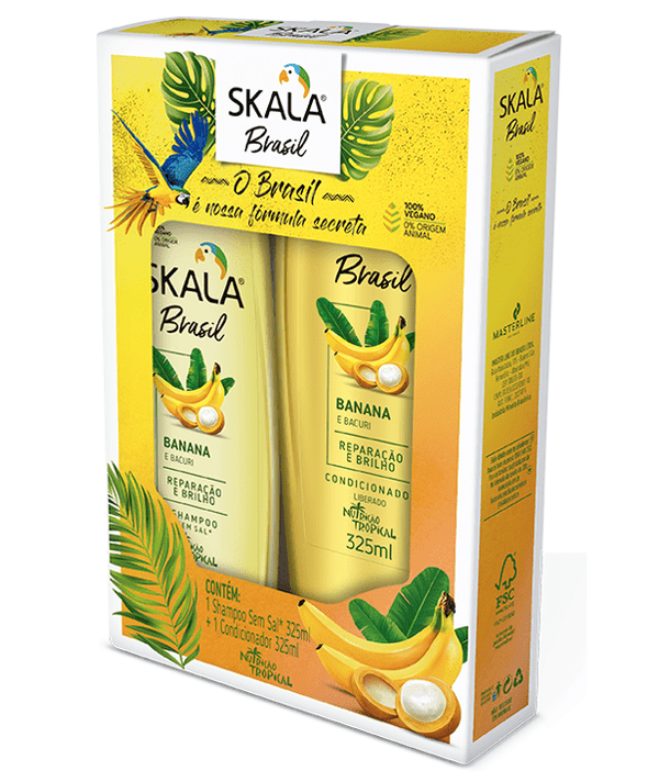 Skala Tratamientos Skala Brasil Set Capilar Bomba de Vitaminas Banana Shampoo y Acondicionador 325ml (2 Piezas)